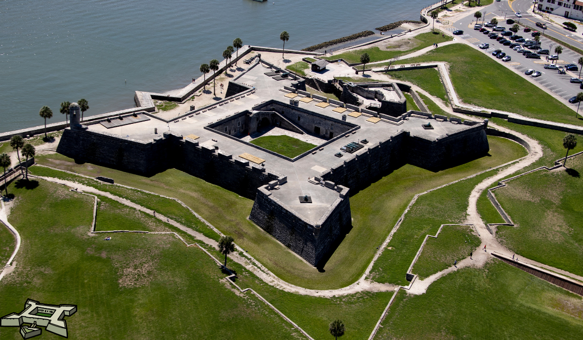 The aerial view of Castillo de San Marcos National Monument