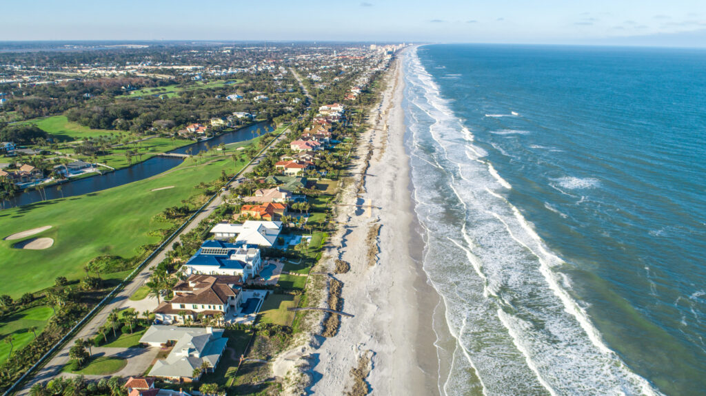 A gorgeous aerial view of Ponte Vedra Beach in Jacksonville, Florida